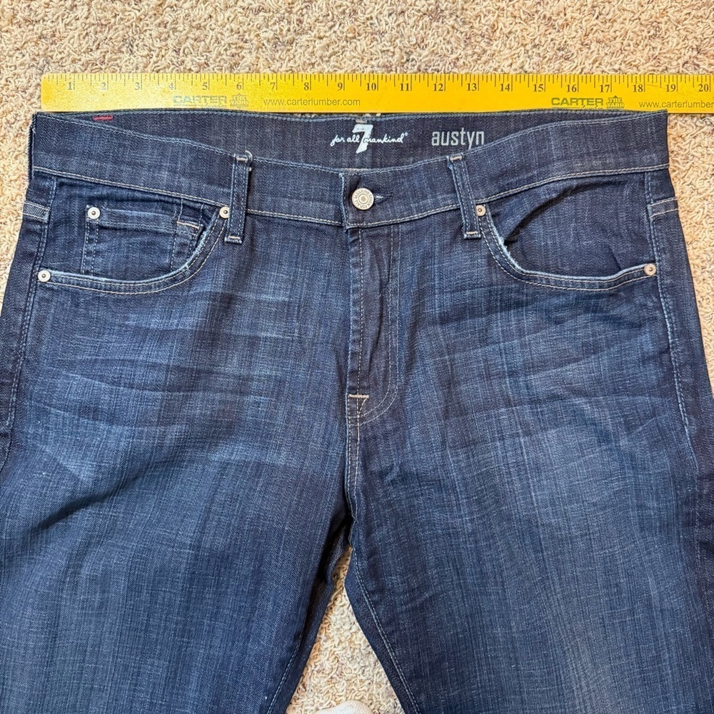 7 For All Mankind Austyn Jeans Mens 36x28 Dark Wash Straight Leg Designer Denim - Picture 9 of 13